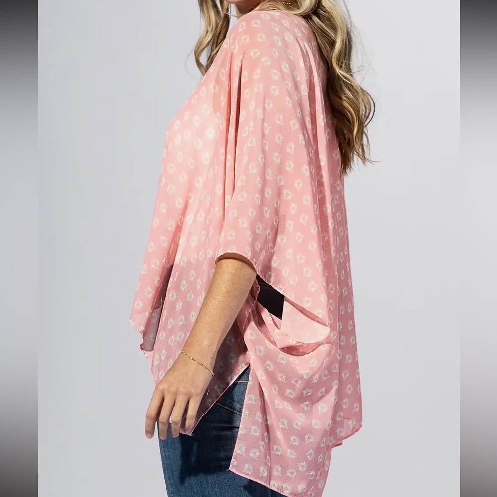 1054. Chic Peony Ditsy Blossom Sheer Kimono - Picture 3 of 5